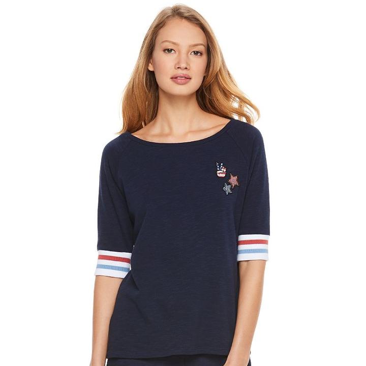 Madden Nyc Juniors' Patched Sweatshirt, Girl's, Size: Medium, Blue (navy)