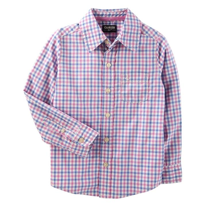 Boys 4-12 Oshkosh B'gosh&reg; Button Down Dress Shirt, Size: 7, Pink Plaid