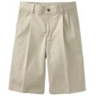 Husky Boys 8-20 Chaps School Uniform Pleated-front Twill Shorts, Boy's, Size: 12 Husky, Beig/green (beig/khaki)