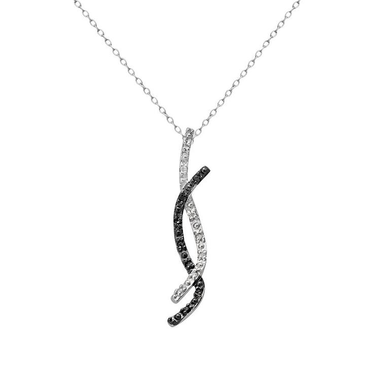 Sterling Silver 1/10-ct. T.w. Black And White Diamond Twist Pendant, Women's, Size: 18