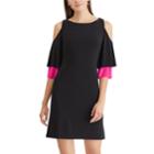 Women's Chaps Cold-shoulder Colorblock A-line Dress, Size: Xs, Black