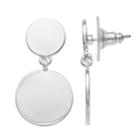 Lc Lauren Conrad Double Disc Nickel Free Drop Earrings, Women's, Silver