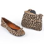 Sidekicks Side Women's Foldable Animal Print Ballet Flats, Girl's, Size: 10-11, Brown