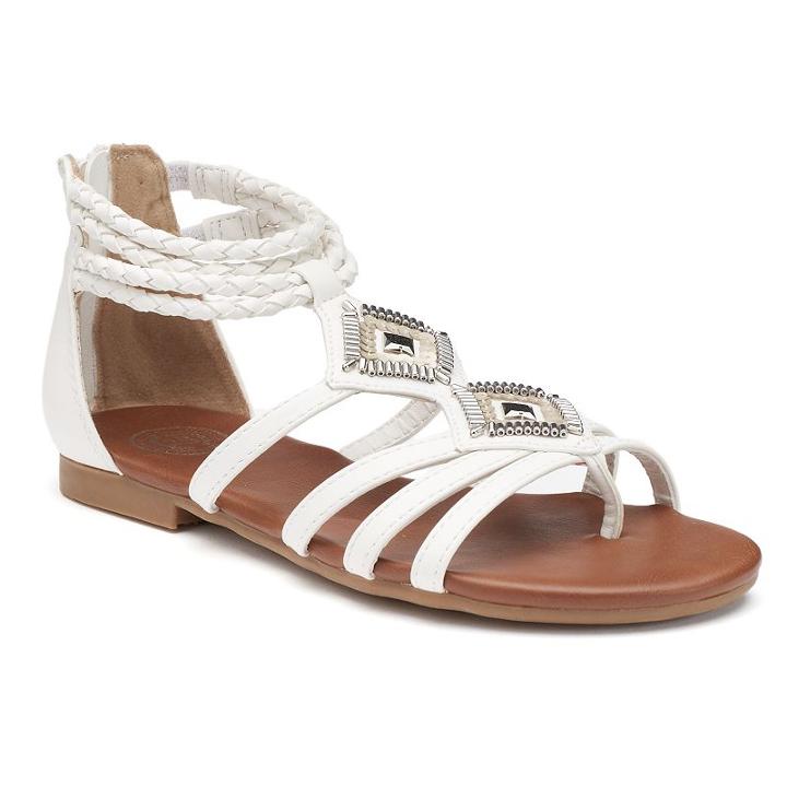 So&reg; Women's Strappy Ankle Cuff Sandals, Girl's, Size: Medium (6), White Oth