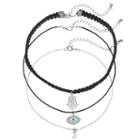 Mudd&reg; Moon, Hamsa & Evil Eye Choker Necklace Set, Women's, Ovrfl Oth