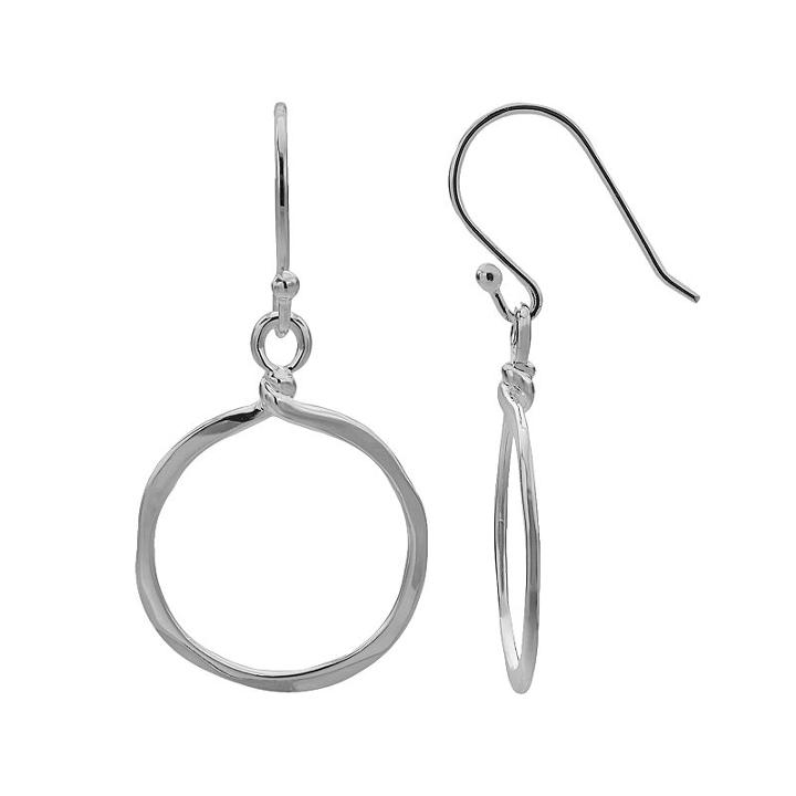 Hoop Drop Earrings, Women's, Silver