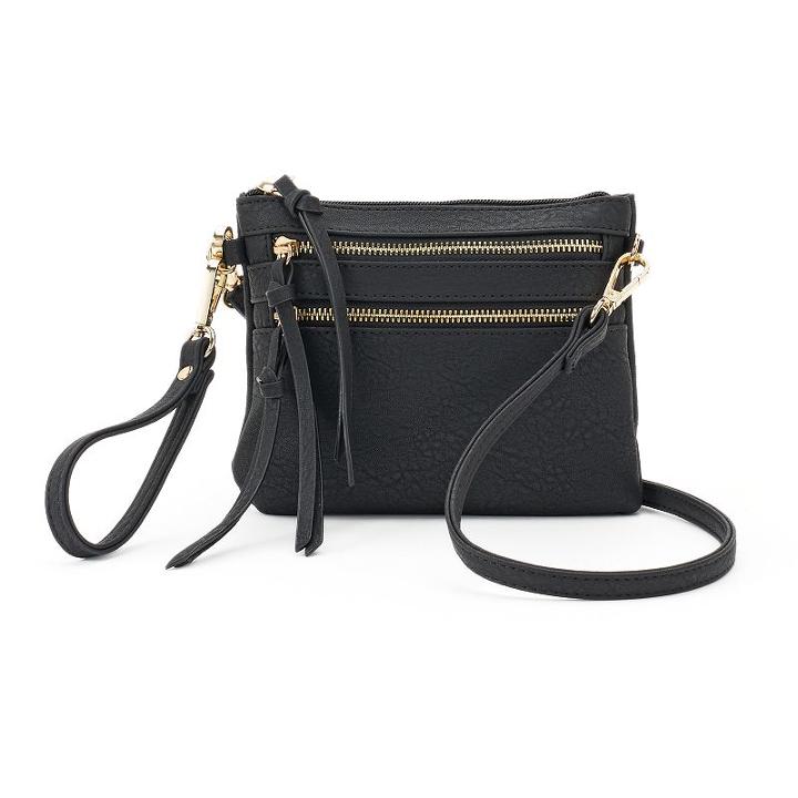 Deluxity Camelia Double Zip Crossbody Bag, Women's, Black