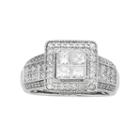 14k White Gold Igl Certified 1 1/2 Carat T.w. Diamond Halo Engagement Ring, Women's, Size: 7.50