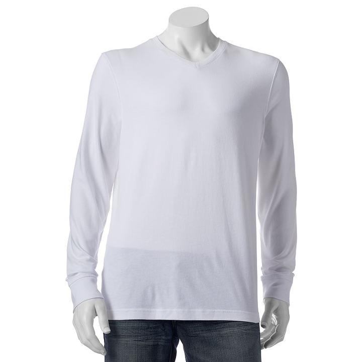 Men's Croft & Barrow&reg; Classic-fit Easy-care V-neck Tee, Size: Large, Natural
