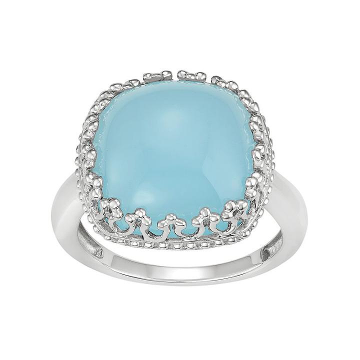Sterling Silver Blue Chalcedony Cabochon Ring, Women's, Size: 8