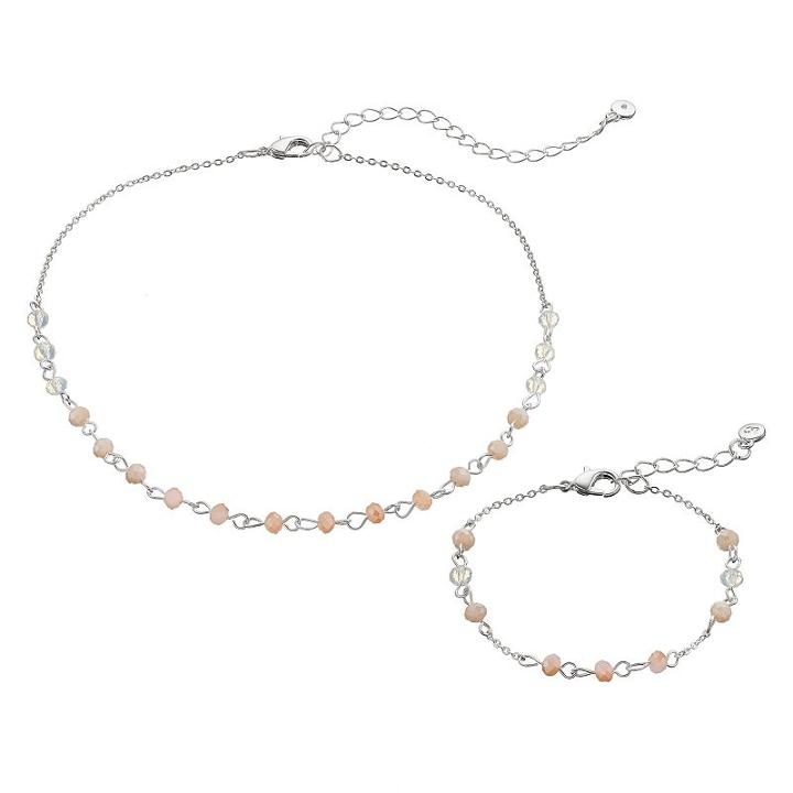 Lc Lauren Conrad Pink Beaded Choker Necklace & Bracelet Set, Women's, Blue