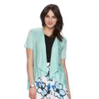 Women's Elle&trade; Pointelle Flyaway Cardigan, Size: Xl, Turquoise/blue (turq/aqua)