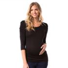Maternity Pip & Vine By Rosie Pope Solid Ruched Tee, Women's, Size: S-mat, Black