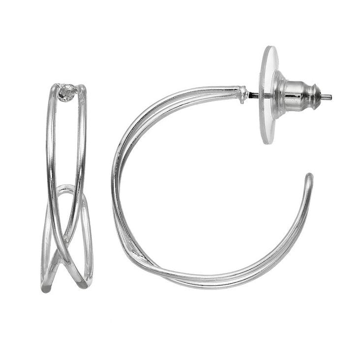 Napier Crisscross Hoop Earrings, Women's, Silver