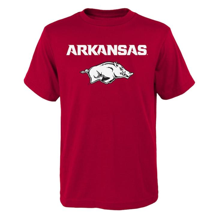 Boys' 4-18 Arkansas Razorbacks Goal Line Tee, Size: 12-14, Red