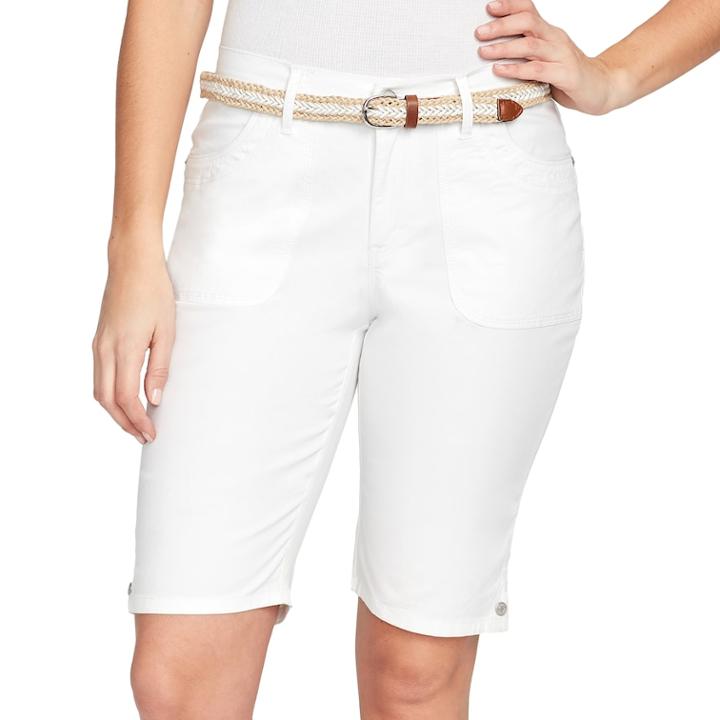Women's Gloria Vanderbilt Jamie Belted Bermuda Jean Shorts, Size: 4, White