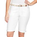 Women's Gloria Vanderbilt Jamie Belted Bermuda Jean Shorts, Size: 4, White