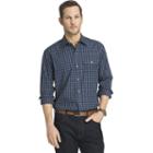 Big & Tall Van Heusen Classic-fit Plaid Heathered Button-down Shirt, Men's, Size: Xl Tall, Blue (navy)