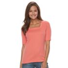 Women's Croft & Barrow&reg; Squareneck Tee, Size: Large, Lt Orange