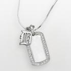 Logoart Detroit Tigers Sterling Silver Cubic Zirconia Logo Dog Tag Pendant, Women's, Size: 18, White