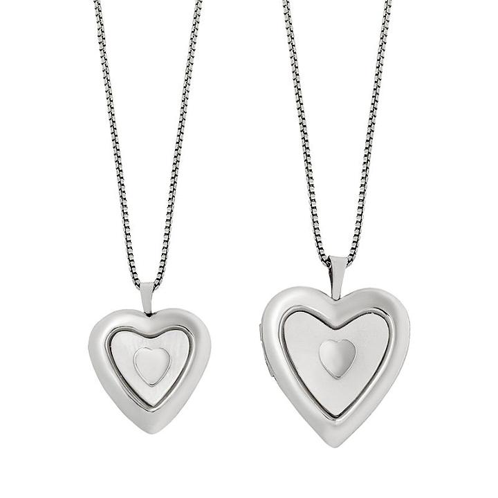 Sterling Silver Mother-of-pearl Heart Locket Set, Girl's, Grey