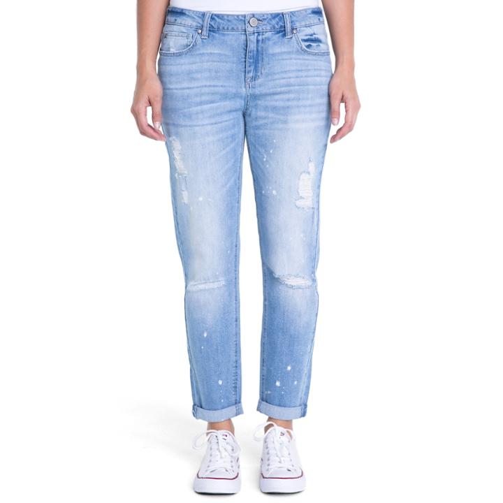 Juniors' Crave Ripped Slim Girlfriend Jeans, Teens, Size: 11, Blue Other