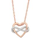 18k Rose Gold Over Silver 1/6 Carat T.w. Diamond Infinity Heart Pendant, Women's, Size: 18, White