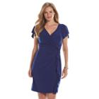 Plus Size Chaps Surplice Faux-wrap Dress, Women's, Size: 16 W, Blue