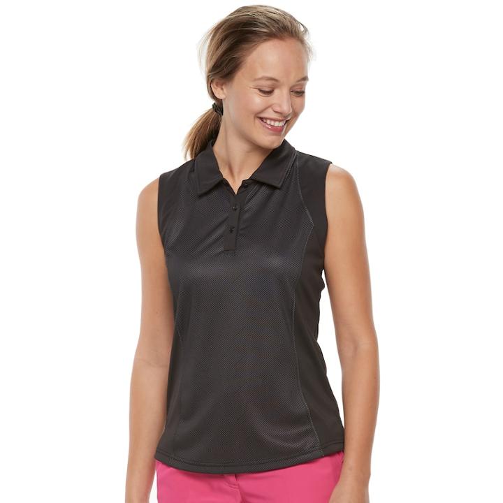 Women's Pebble Beach Collared Sleeveless Polo, Size: Xl, Black