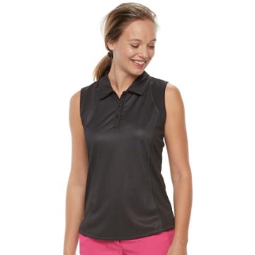 Women's Pebble Beach Collared Sleeveless Polo, Size: Xl, Black