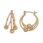 Chaps Beaded Triple Hoop Earrings, Women's, Gold