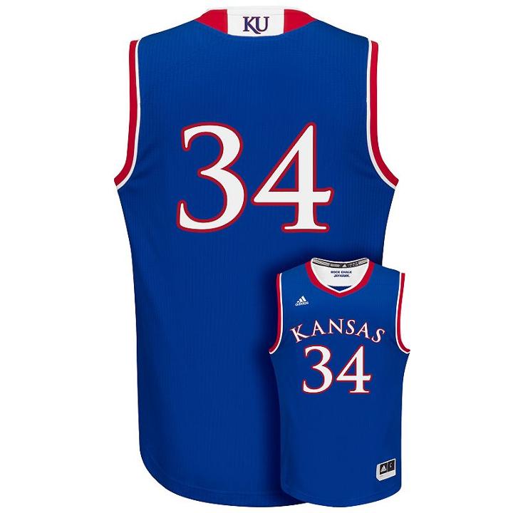 Men's Adidas Kansas Jayhawks Replica Basketball Jersey, Size: Xxl, Blue