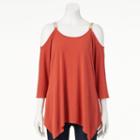 Women's Double Click Chain Cold-shoulder Top, Size: Large, Red/coppr (rust/coppr)