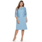 Plus Size Maya Brooke Georgette Sheath Dress & Jacket Set, Women's, Size: 14 W, Blue