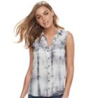 Women's Rock & Republic&reg; Tie-dye Tie-back Shirt, Size: Xs, White