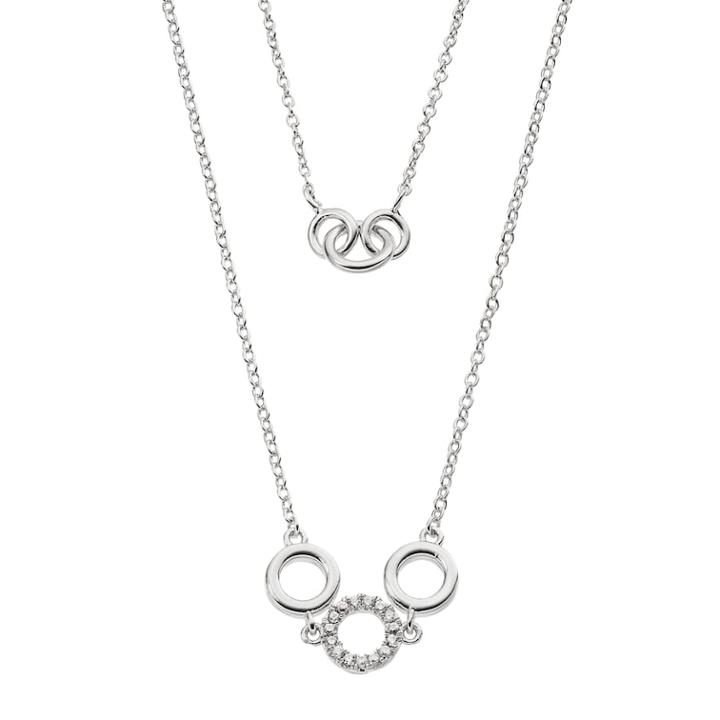 Silver-plated Cubic Zirconia Circle Necklace Set, Women's, White