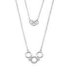 Silver-plated Cubic Zirconia Circle Necklace Set, Women's, White