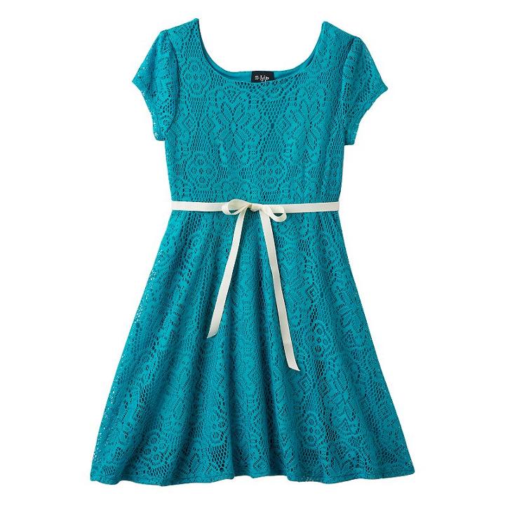 Girls 7-16 Plus Size 2hip Cap-sleeve Lace Skater Dress, Girl's, Size: 14 1/2, Green Oth