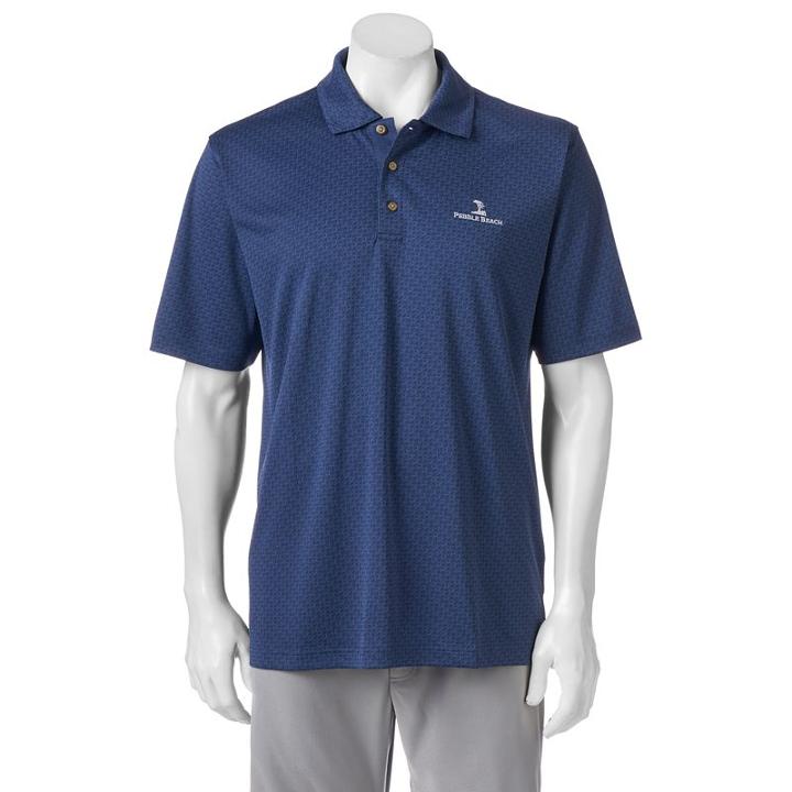 Men's Pebble Beach Classic-fit Tonal Jacquard Performance Golf Polo, Size: Medium, Blue Other
