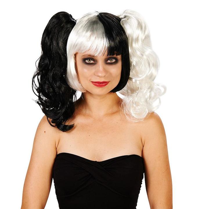 Adult Black & White Removable Pigtails Costume Wig, Size: Standard, Multicolor