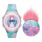Dreamworks Trolls Chenille & Satin Kids' Digital Light-up Watch & Pin Set, Girl's, Size: Large, Pink