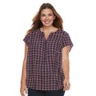 Plus Size Croft & Barrow&reg; Crepe Popover Top, Women's, Size: 2xl, Brt Red