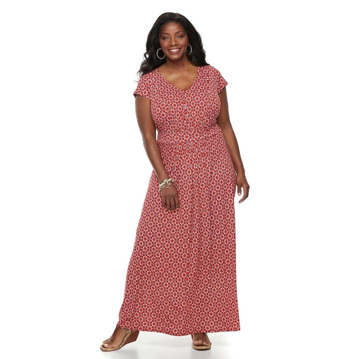 Plus Size Dana Buchman Shirred Maxi Dress, Women's, Size: 2xl, Red