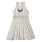 Girls 7-16 Knitworks Lace Halter Skater Dress With Necklace, Girl's, Size: 12, White Oth