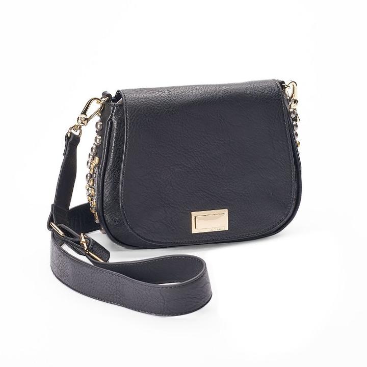 Juicy Couture Studded Crossbody Saddle Bag, Women's, Black