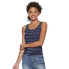 Juniors' So&reg; Ribbed Henley Tank, Teens, Size: Xxs, Dark Blue