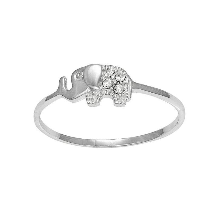 Itsy Bitsy Sterling Silver Crystal Elephant Ring, Women's, Size: 8, Grey