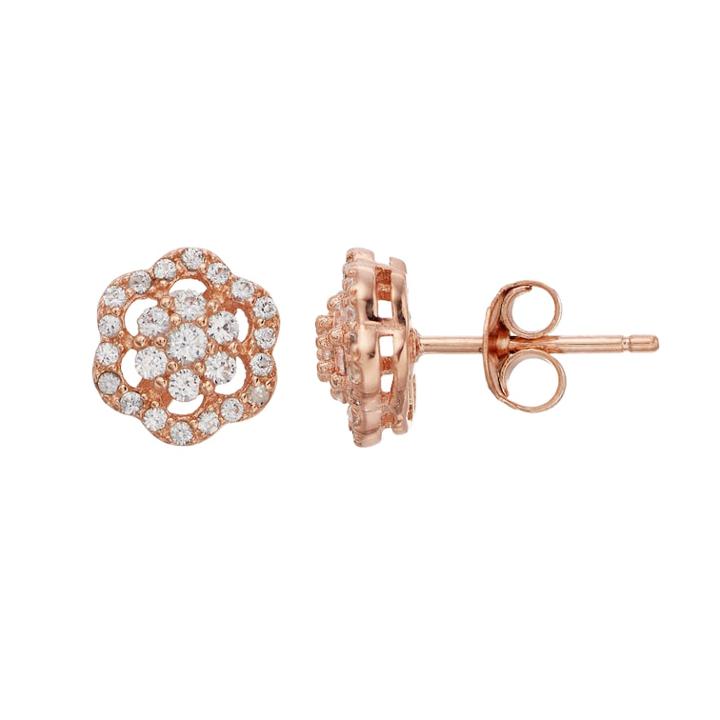 Pure Radiance Lab-created White Sapphire & Diamond Accent Flower Cluster Earrings, Women's