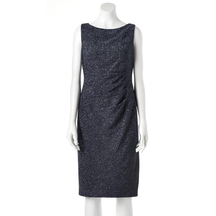 Women's Jessica Howard Ruched Glitter Sheath Dress, Size: 6, Silver