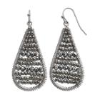 Gray Seed Bead Woven Nickel Free Teardrop Earrings, Women's, Grey